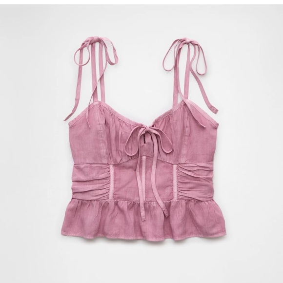 New with Tags American Eagle Outfitters AE Corset Peplum Top in Purple - Picture 3 of 9